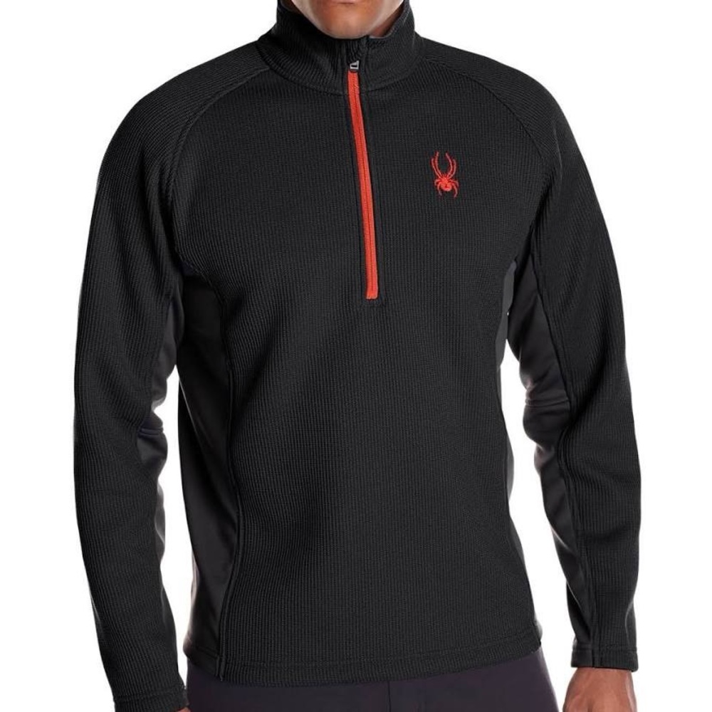 Spyder Core Sweater Black and Red Quarter Zip
